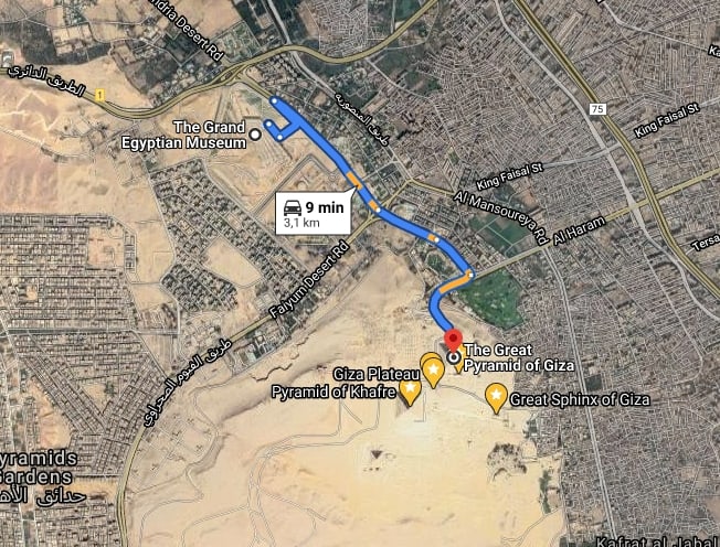 Map with the new Egyptian Museum.