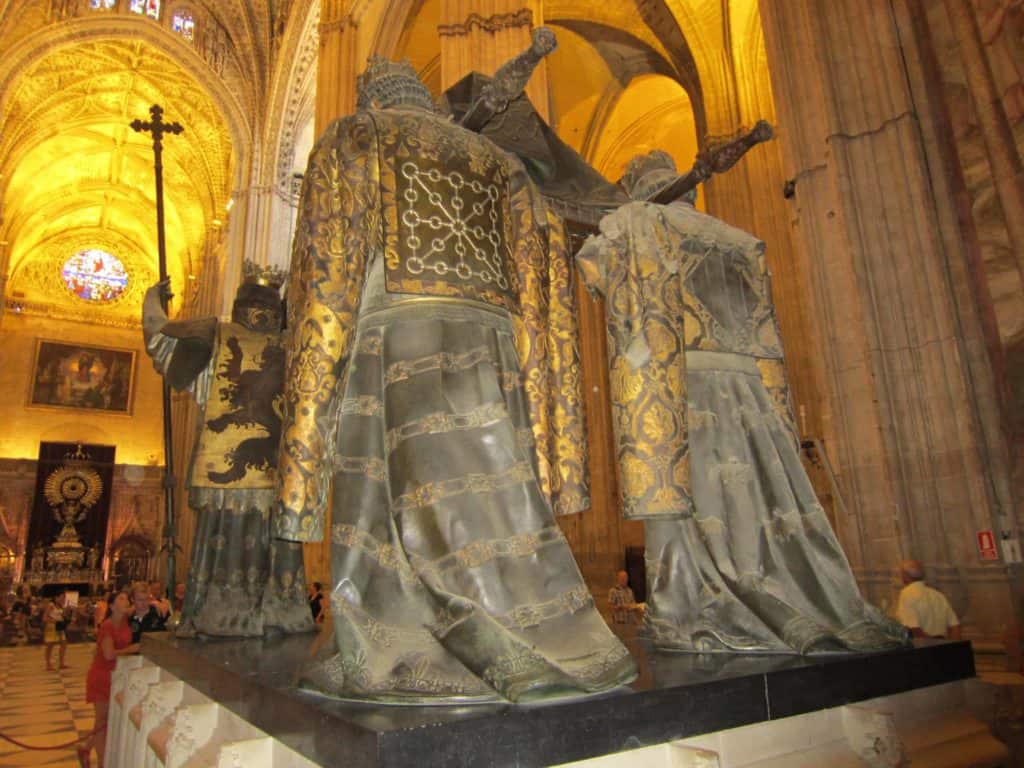 The tomb of Christopher Columbus in Seville Cathedral.