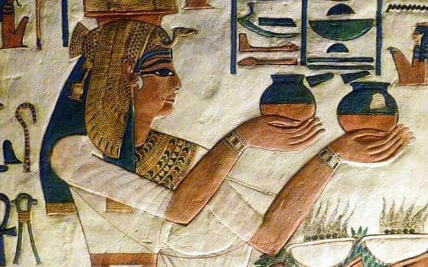 Cleopatra in a wall painting.