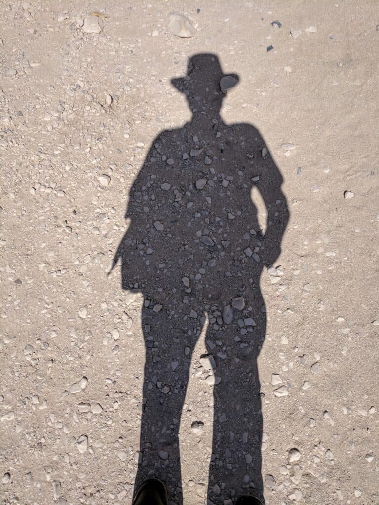 Glauco Damas' shadow on the floor of the Valley of the Kings